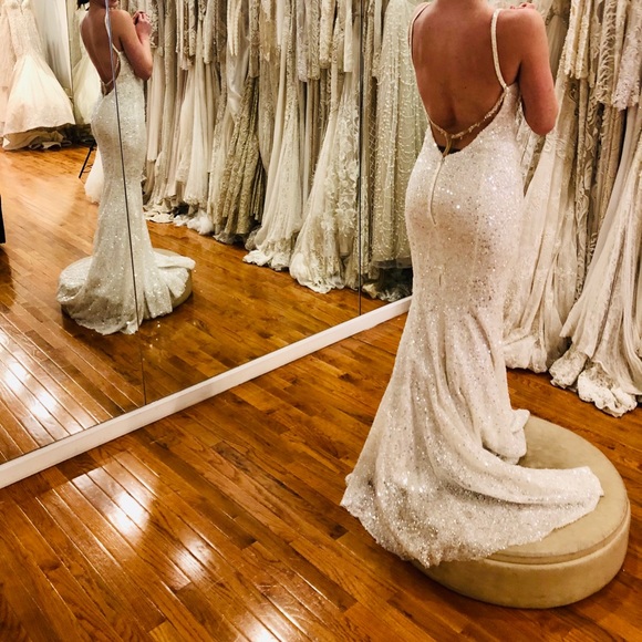 Stunning Berta sequin Runway Sample wedding gown 2 17-205 - Picture 6 of 16